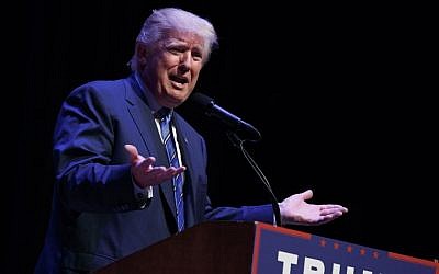 Republican presidential candidate Donald Trump speaks during a campaign rally at Merrill Auditorium, Thursday, Aug. 4, 2016, in Portland, Maine. (AP Photo/Evan Vucci)