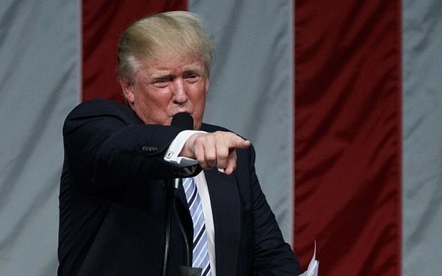 US Republican presidential candidate Donald Trump speaks during a campaign rally in Fairfield, Connecticut, August 13, 2016. (AP/Evan Vucci) US Republican presidential candidate Donald Trump speaks during a campaign rally in Fairfield, Connecticut, August 13, 2016. (AP/Evan Vucci)