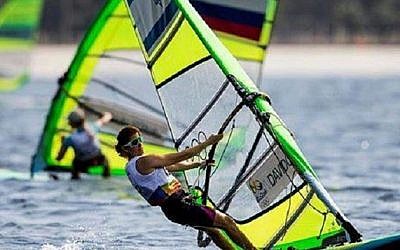 Maayan Davidovich in action in Rio on August 12, 2016 (Courtesy)