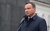Polish President Andrzej Duda at the presidential palace, Warsaw, April 10, 2016. (Mateusz Wlodarczyk/Pacific Press/LightRocket via Getty Images/JTA)