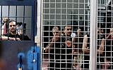 Illustrative image of security prisoners in the Ofer Prison facility near Ramallah, August 20, 2008. (Moshe Shai/Flash90)