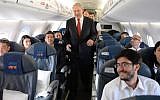 Prime Minister Benjamin Netanyahu boards a plane to go on an official state visit to Poland on June 12, 2013. (Kobi Gideon / GPO /Flash 90