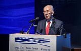 Israeli former President Shimon Peres at the launch of a a new Israeli Innovation Center, which will be established at the Peres Center for Peace, July 21, 2016.  (Yair Sagi/POOL)