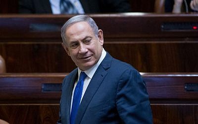 Prime Minister Benjamin Netanyahu in the Knesset plenum on August 1, 2016. (Yonatan Sindel/Flash90)
