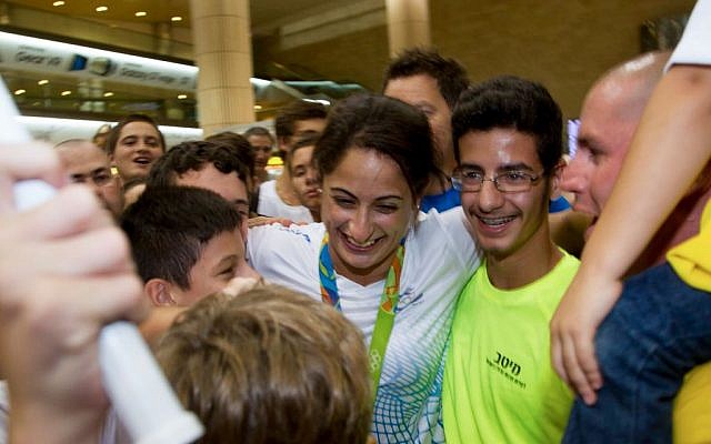Yarden Gerbi at Ben-Gurion airport in Tel Aviv on August 15, 2016. (Roy Alima/Flash90)