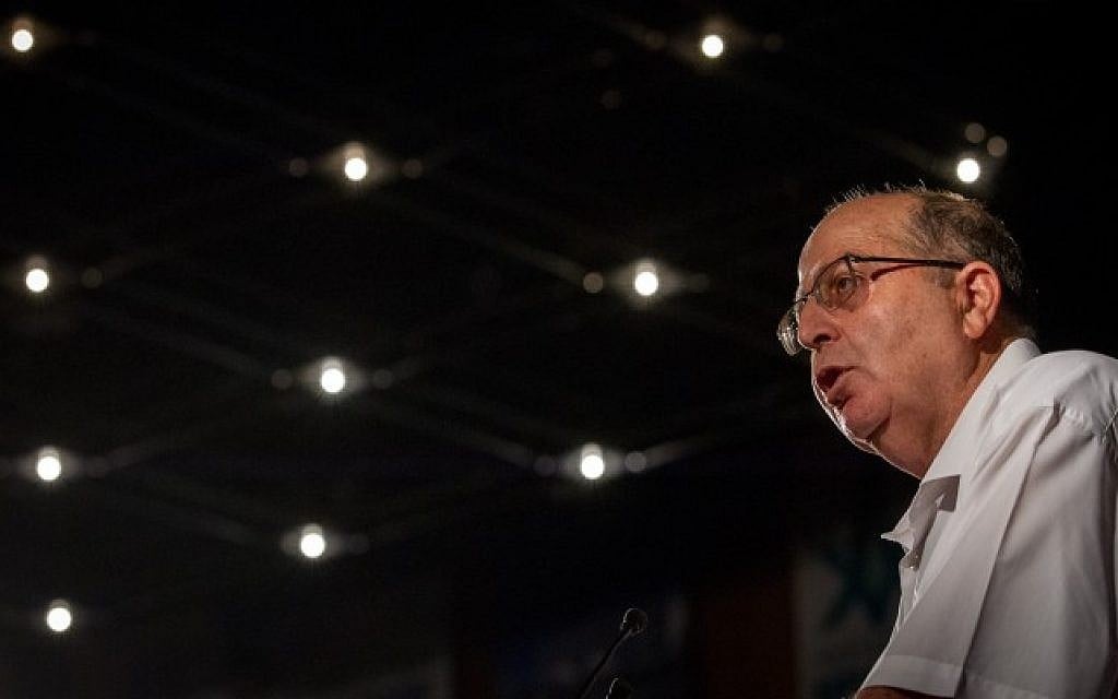 Former Israeli defense minister Moshe Ya'alon  speaks at the 2016 Israel Medical Conference, at the International Conference Center in Jerusalem on August 16, 2016. (Miriam Alster/Flash90)