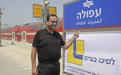 Transportation Minister Yisrael Katz attends the opening ceremony for a new train station in Afula on Monday, August 29, 2016 (Netivei Israel/Handout) Transportation Minister Yisrael Katz attends the opening ceremony for a new train station in Afula on Monday, August 29, 2016 (Netivei Israel/Handout)
