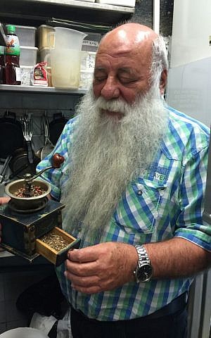 Uri Jeremias, owner and head chef at Uri Buri, his famed Acre seafood restaurant (Jessica Steinberg/Times of Israel)