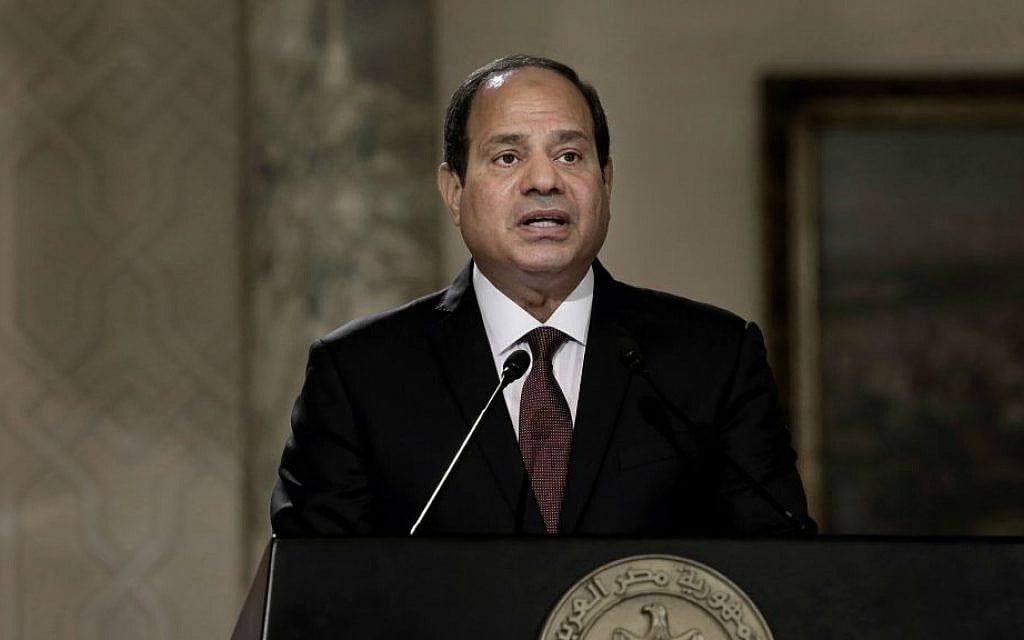 In this June 1, 2016 file photo, Egyptian President Abdel-Fattah el-Sissi speaks during a press conference with Hungarian Prime Minister Viktor Orban at the presidential palace in Cairo, Egypt. (AP Photo/Nariman El-Mofty, File)