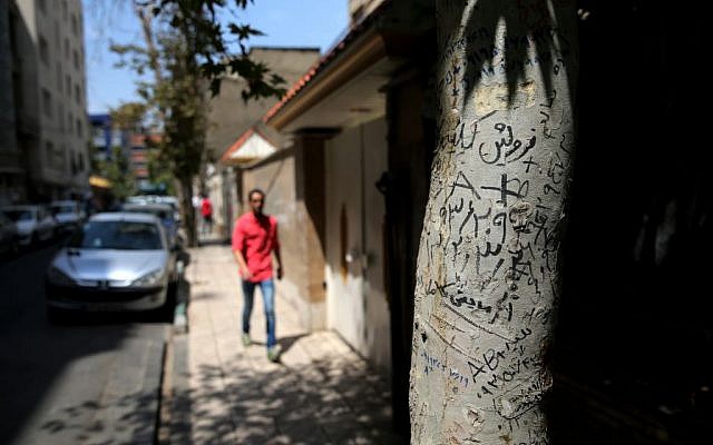 Handwritten advertisements for human kidneys for sale that includes the sellers' phone number and blood type, on a tree in downtown Tehran, Iran, August. 2, 2016. (AP/Ebrahim Noroozi)