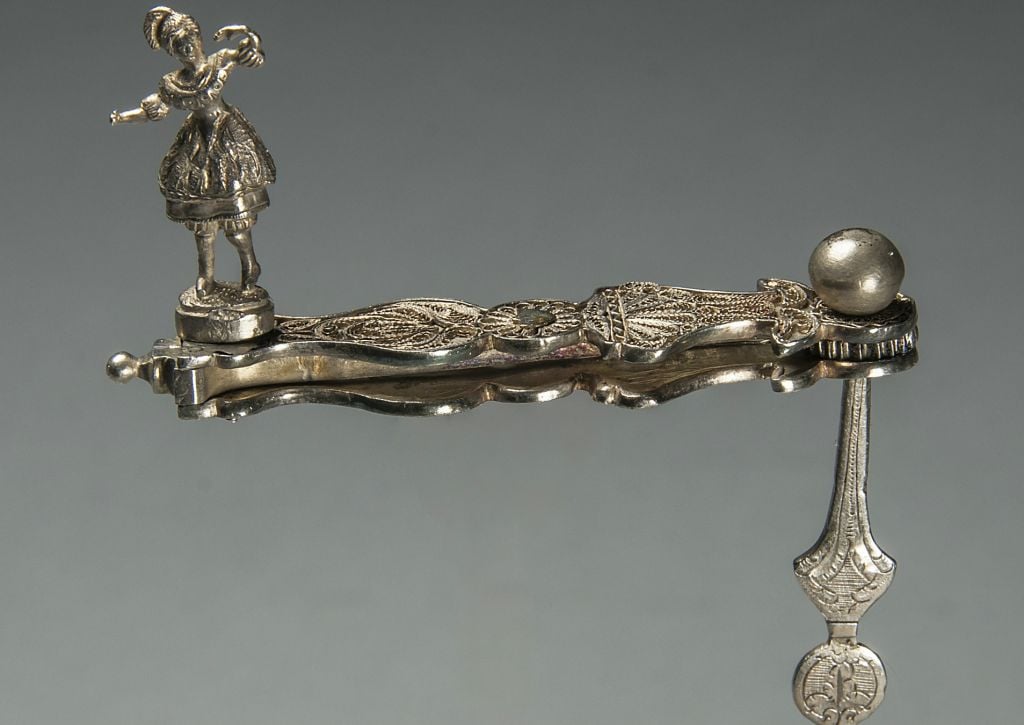 This Purim noisemaker from 17th century Mexico is small enough so as not to make much noise. It could also pass as a Catholic 'matraca.' (Courtesy) This Purim noisemaker from 17th century Mexico is small enough so as not to make much noise. It could also pass as a Catholic 'matraca.' (Courtesy)