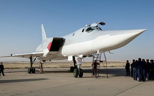 In this photo taken on Monday, Aug. 15, 2016, a Russian air force Tu-22M3 bomber stands on the tarmac at an air base near Hamedan, Iran. (WarfareWW Photo via AP) In this photo taken on Monday, Aug. 15, 2016, a Russian air force Tu-22M3 bomber stands on the tarmac at an air base near Hamedan, Iran. (WarfareWW Photo via AP)