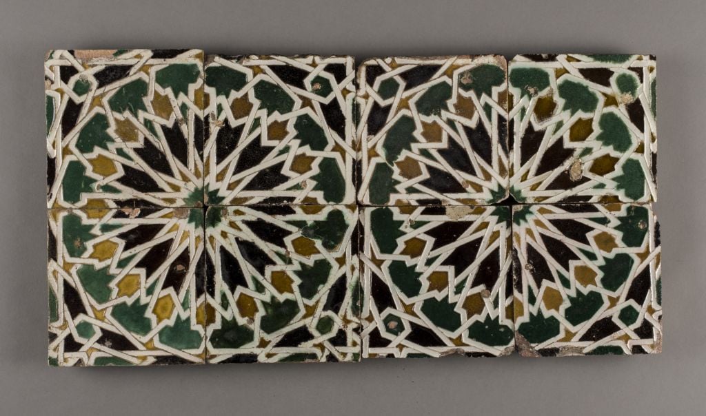 Beautiful handmade tiles once bedecked the El Tránsito synagogue, one of Spain's oldest. Turned into a Catholic church after the 1492 expulsion, it is now a museum in Toledo, Spain. The tiles show Islamic influences in their design. (Courtesy) Beautiful handmade tiles once bedecked the El Tránsito synagogue, one of Spain's oldest. Turned into a Catholic church after the 1492 expulsion, it is now a museum in Toledo, Spain. The tiles show Islamic influences in their design. (Courtesy)