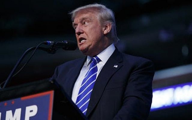 US Republican presidential candidate Donald Trump speaks during a campaign rally in Sunrise, Florida, on August 10, 2016. (AP/Evan Vucci) US Republican presidential candidate Donald Trump speaks during a campaign rally in Sunrise, Florida, on August 10, 2016. (AP/Evan Vucci)