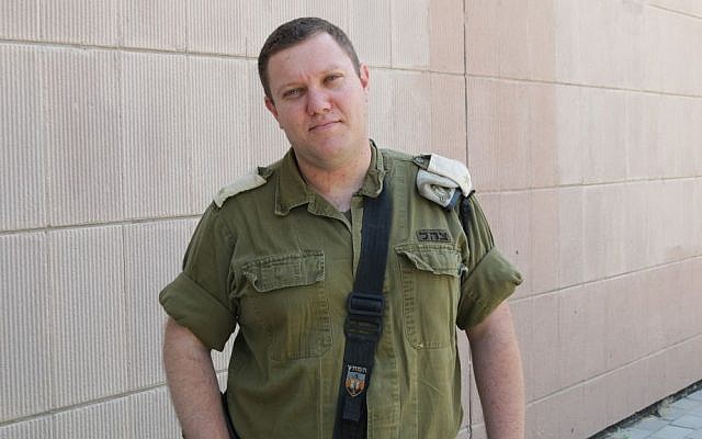 Major Aviv Gelbar, commander of the IDF's Medical Trauma Simulator. (Luke Tress/Times of Israel)