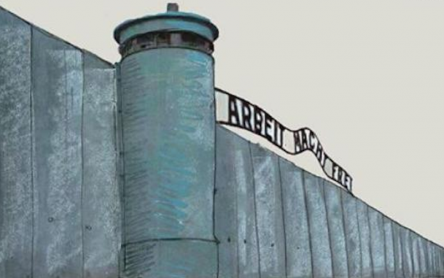 Belgian cartoonist Luc Descheemaeker posted this image to his Facebook page after it won a prize at Iran’s widely condemned Holocaust mockery cartoon contest om May 2016. (Facebook)