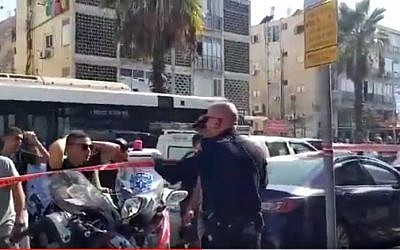 Scene of an apparent mob shooting in the coastal city of Bat Yam, August 18, 2016. (Times of Israel/YouTube)