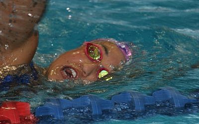 Andrea Murez training in the pool at the Wingate Institute in Netanya, Israel. (Hillel Kuttler/via JTA)