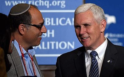 Gov. Mike Pence of Indiana at the Republican Jewish Coalition spring leadership meeting in Las Vegas, April 25, 2015. (Ethan Miller/Getty Images)