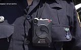 An Israeli police officer wearing a body camera as part of a pilot program announced August 3, 2016. (Israel Police)