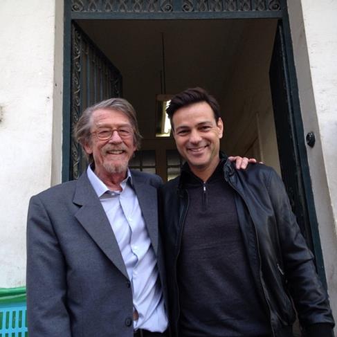 Actors John Hurt and Aki Avni on the set of The Damascus Cover in Morocco Courtesy Howard Kaplan)