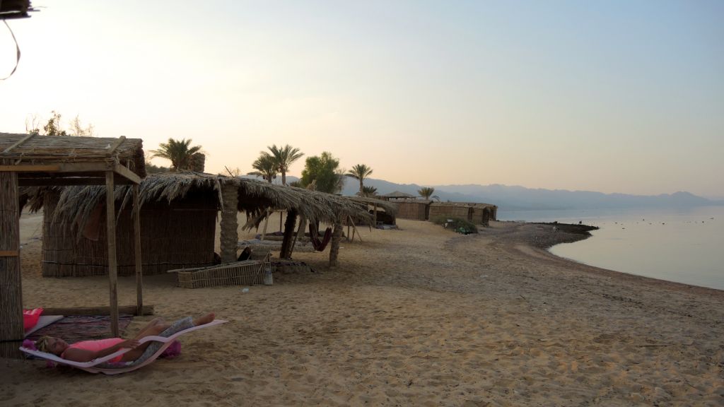 A tourist relaxes in Sinai on August 13, 2016. (courtesy Tal Shavit)