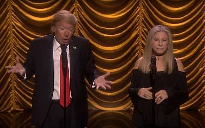 Jimmy Fallon as Donald Trump and Barbra Streisand performing a duet on the Tonight Show on Thursday, August 25 2016. (Screen capture YouTube)