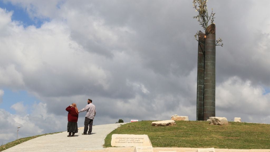 The Tolerance Monument, between the Jewish neighborhood of Armon Hanatziv and the Arab village of Jabel Mukaber. (Shmuel Bar-Am) The Tolerance Monument, between the Jewish neighborhood of Armon Hanatziv and the Arab village of Jabel Mukaber. (Shmuel Bar-Am)