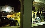 Israeli troops take part in the demolition of the family home of a Palestinian terrorist  who killed a 13-year-old girl while she slept in her bed in Kiryat Arba in June, in Bani Na'im, August 15, 2016. (IDF Spokesperson's Unit)