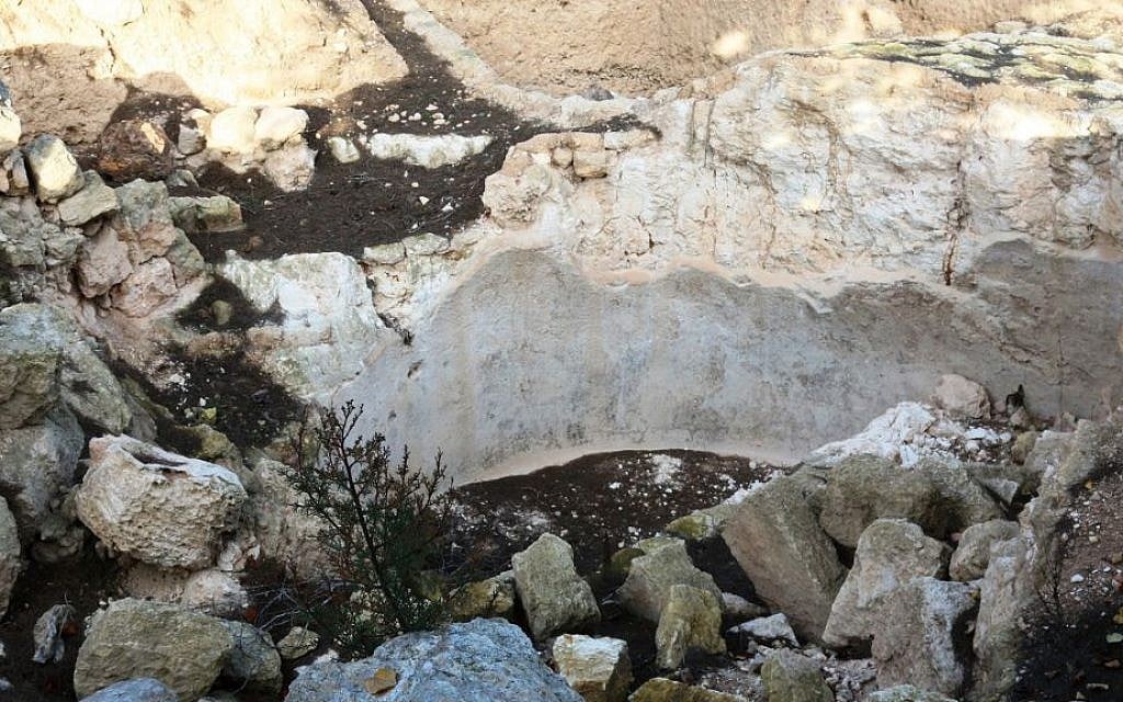 The remains of an ancient water reservoir discovered near the kibbutz. (Shmuel Bar-Am)
