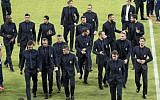 Italy's players arrive at the Sammy Ofer Stadium in Haifa, on September 4, 2016, on the eve of their Russia 2018 FIFA World Cup European Group G qualifier football match against Israel. )AFP PHOTO / JACK GUEZ)