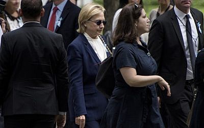 US Democratic presidential nominee Hillary Clinton arrives for a memorial service at the National 9/11 Memorial on September 11, 2016 in New York.
The United States on Sunday commemorated the 15th anniversary of the 9/11 attacks. (AFP PHOTO / Brendan Smialowski)