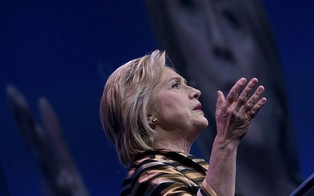 Democratic presidential nominee Hillary Clinton speaks during the Congressional Hispanic Caucus Gala September 15, 2016 in Washington.(AFP PHOTO / Brendan SMIALOWSKI)