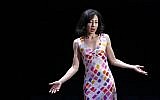 French writer Yasmina Reza performing in the play 'Dans la luge d'Arthur Schopenhauer' at the Ouvert Theater in Paris, September 22, 2006. (AFP/Fred Dufour)
