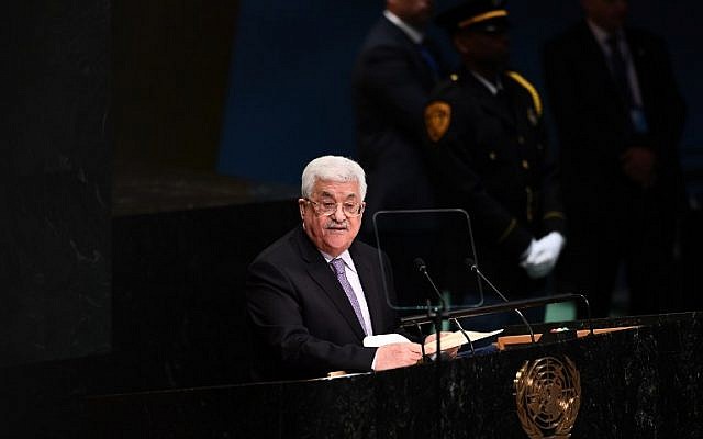 Palestinian Authority President Mahmoud Abbas addresses the 71st session of the United Nations General Assembly at UN headquarters in New York on September 22, 2016. (AFP PHOTO / Jewel SAMAD) Palestinian Authority President Mahmoud Abbas addresses the 71st session of the United Nations General Assembly at UN headquarters in New York on September 22, 2016. (AFP PHOTO / Jewel SAMAD)