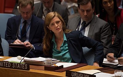 US Ambassador to the United Nations Samantha Power attends a UN Security Council emergency meeting on the situation in Syria, at UN Headquarters in New York, September 25, 2016. (AFP Photo/Bryan R. Smith)