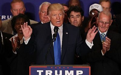 Republican presidential nominee Donald Trump says US President Barack Obama was born in the United States during a campaign event at the Trump International Hotel, September 16, 2016 in Washington, DC. (Wilson/Getty Images/AFP)