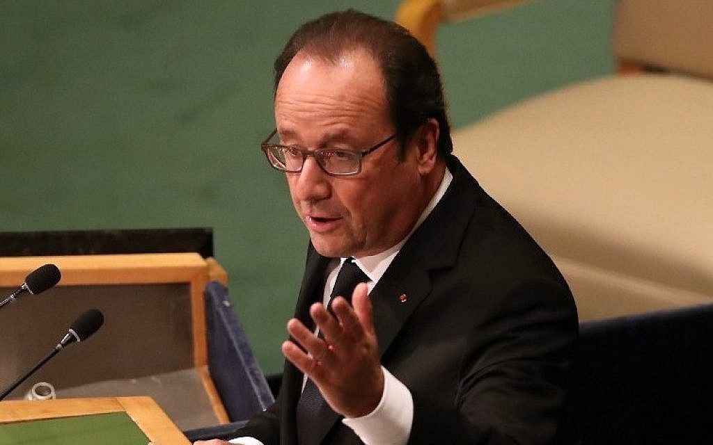 President of France, Francois Hollande, speaks at the opening session of the United Nations General Assembly on September 20, 2016 in New York City. (John Moore/Getty Images/AFP)