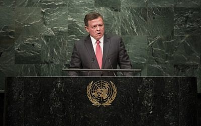 King of Jordan Abdullah II bin Al Hussein addresses the United Nations General Assembly at UN headquarters, September 20, 2016 in New York City. (Drew Angerer/Getty Images/AFP) King of Jordan Abdullah II bin Al Hussein addresses the United Nations General Assembly at UN headquarters, September 20, 2016 in New York City. (Drew Angerer/Getty Images/AFP)