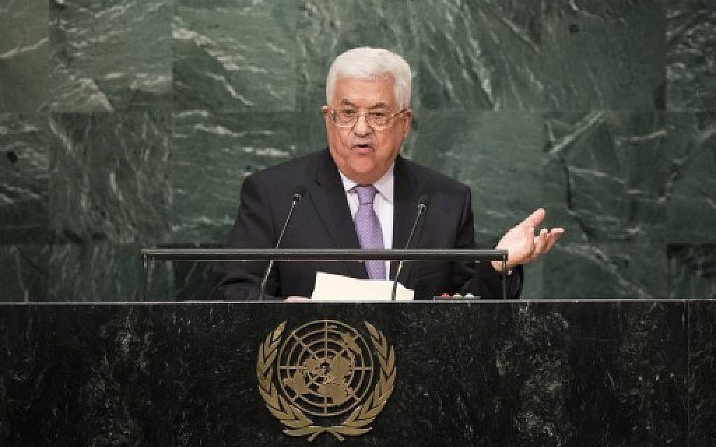 Palestinian Authority President Mahmoud Abbas addresses the United Nations General Assembly at UN headquarters, September 22, 2016 in New York City. (Drew Angerer/Getty Images/AFP) Palestinian Authority President Mahmoud Abbas addresses the United Nations General Assembly at UN headquarters, September 22, 2016 in New York City. (Drew Angerer/Getty Images/AFP)