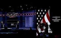 Students acting as stand-ins for Democratic presidential candidate Hillary Clinton and Republican presidential candidate Donald Trump take part in a rehearsal for the first US presidential debate at Hofstra University on September 25, 2016 in Hempstead, New York. (Win McNamee/Getty Images/AFP)
