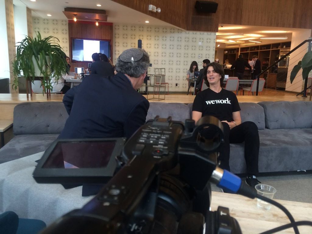 Harold Klein interviewing Adam Neumann, the founder of WeWork. (Teletime Video) Harold Klein interviewing Adam Neumann, the founder of WeWork, for the video series. (Teletime Video)