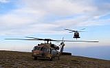 Israeli Air Force Blackhawk helicopters land on top of Mount Olympus during a 16-day exercise in Greece in September 2016. (Israeli Air Force)
