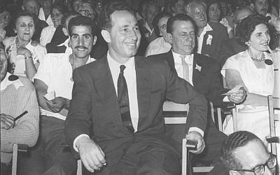Shimon Peres at an Israeli Independence Day event on May 2, 1960. (Defense Ministry Archive)