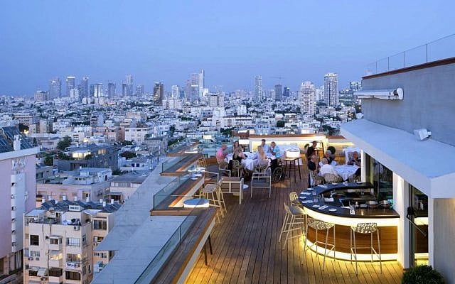 A view of the Blue Sky restaurant at the Carlton Tel Aviv, which was recently designated as Israel's best business hotel by World Travel Awards (Courtesy Gad Halperin Lighting) A view of the Blue Sky restaurant at the Carlton Tel Aviv, which was recently designated as Israel's best business hotel by World Travel Awards (Courtesy Gad Halperin Lighting)
