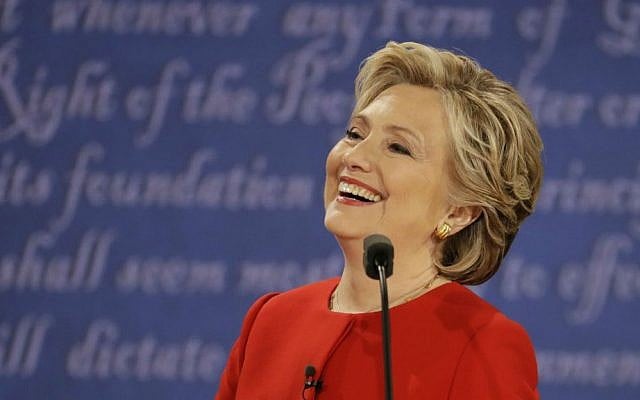 Democratic presidential nominee Hillary Clinton laughs to Republican presidential nominee Donald Trump during the presidential debate at Hofstra University in Hempstead, New York, Monday, Sept. 26, 2016. (AP Photo/Julio Cortez) Democratic presidential nominee Hillary Clinton laughs to Republican presidential nominee Donald Trump during the presidential debate at Hofstra University in Hempstead, New York, Monday, Sept. 26, 2016. (AP Photo/Julio Cortez)