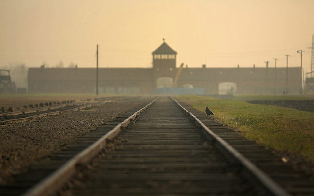 The railway track leading to the infamous ‘Death Gate’ at the Auschwitz II Birkenau extermination camp, on November 13, 2014, in Oswiecim, Poland. (Christopher Furlong/Getty Images via JTA) The railway track leading to the infamous ‘Death Gate’ at the Auschwitz II Birkenau extermination camp, on November 13, 2014, in Oswiecim, Poland. (Christopher Furlong/Getty Images via JTA)