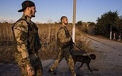 Members of the right-wing Azov group in Loshchynivka, Ukraine, on August 28, 2015. (Courtesy of Marianna Zlobina)