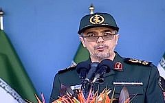 Iran's chief of staff General Mohammad Hossein Bagheri speaking at a military parade September 21, 2016 (Screen capture: Press TV)