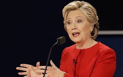 Democratic presidential nominee Hillary Clinton answers a question during the presidential debate with Republican presidential nominee Donald Trump at Hofstra University in Hempstead, NY, Monday, September 26, 2016. (AP Photo/David Goldman)